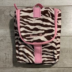 Pottery Barn Kids Zebra Print Toiletry Bag with Pink Trim - Personalized Boo Boo